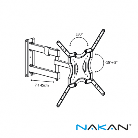 Soporte extensible, giratorio y con inclinación de 13 a 65´´